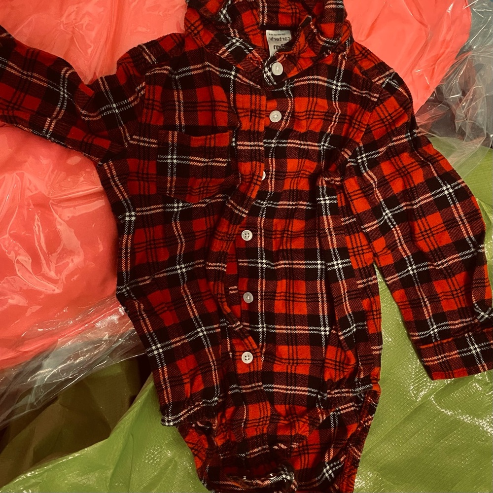 Carter's Red and Black Plaid Bodysuit